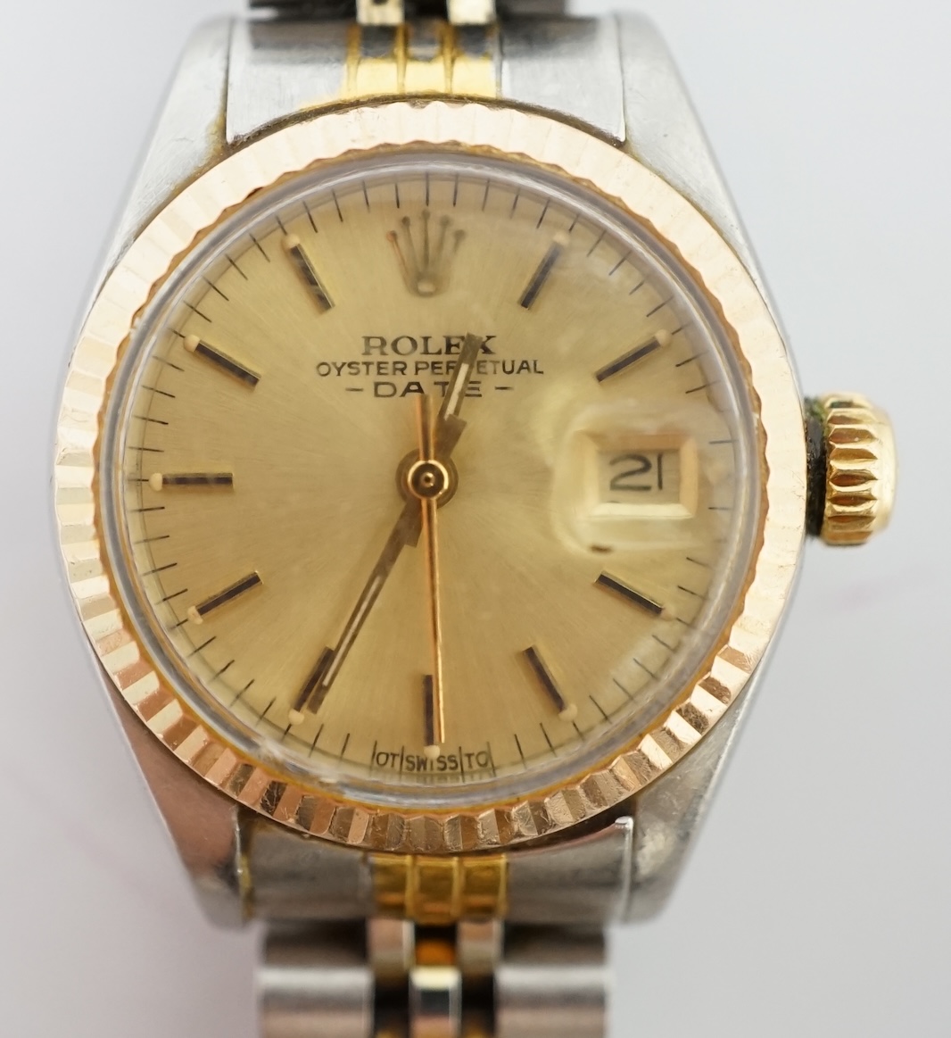 A lady's late 20th century steel and gold Rolex Oyster Perpetual Date wrist watch